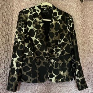 St. John Leopard Print Black and Gold Blazer
